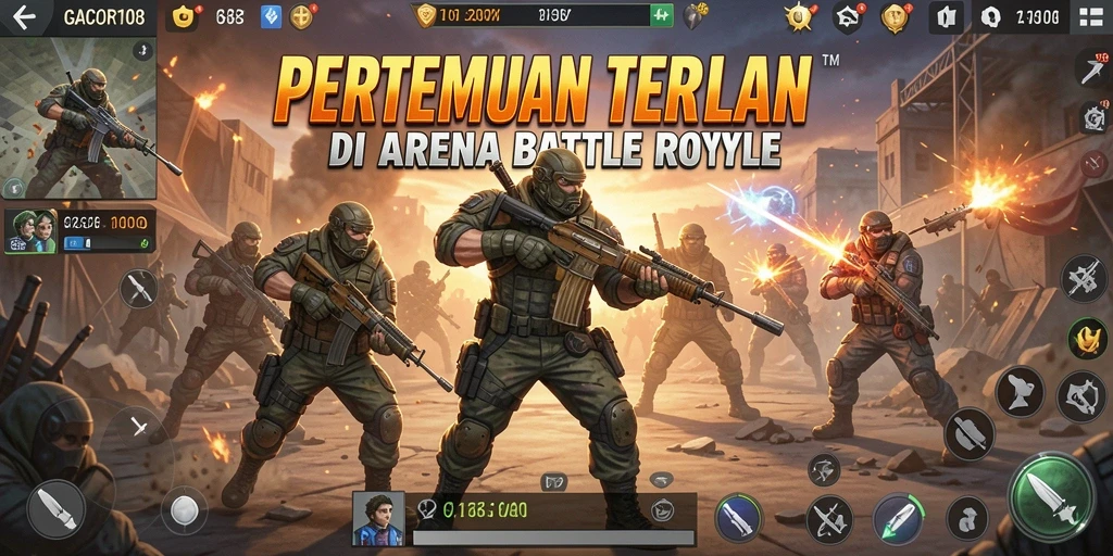 Gameplay seru GACOR108 di arena Battle Royale.