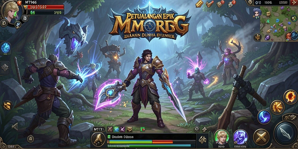 Screenshot gameplay MT966 yang menunjukkan pertarungan epik antara karakter pemain.