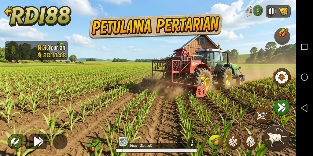Screenshot RDI88 menampilkan aktivitas bertani yang seru.