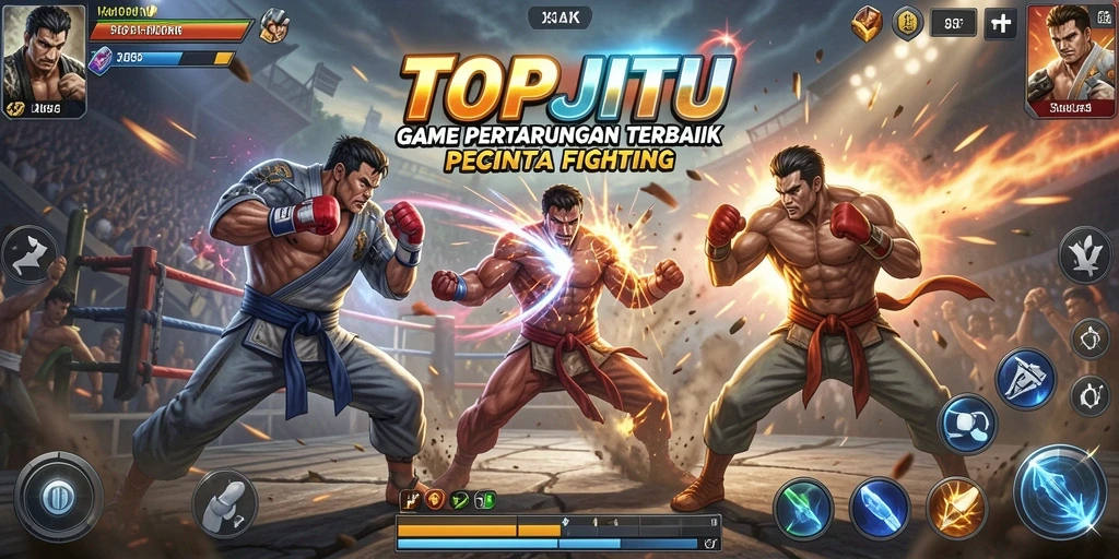 Screenshot gameplay TOPJITU yang menampilkan pertarungan seru.