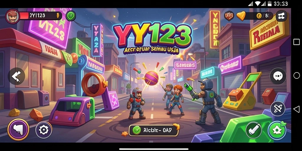 Screenshot menampilkan gameplay seru dari YY123 dengan berbagai rintangan dan level.